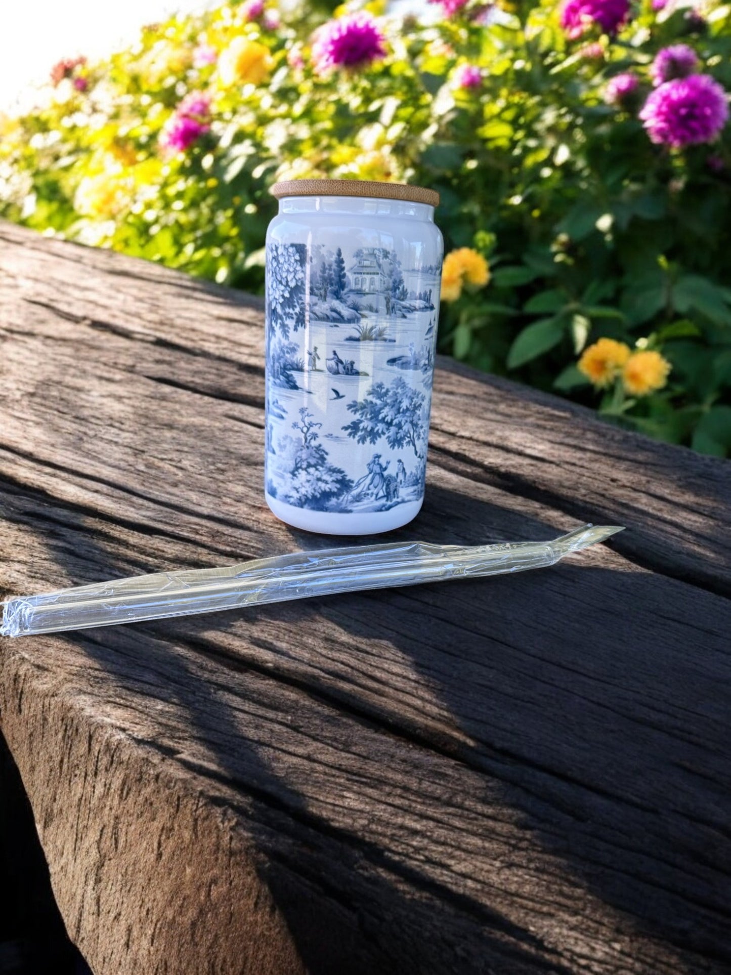 Customized Toile Patterned Tumbler with your Dog!