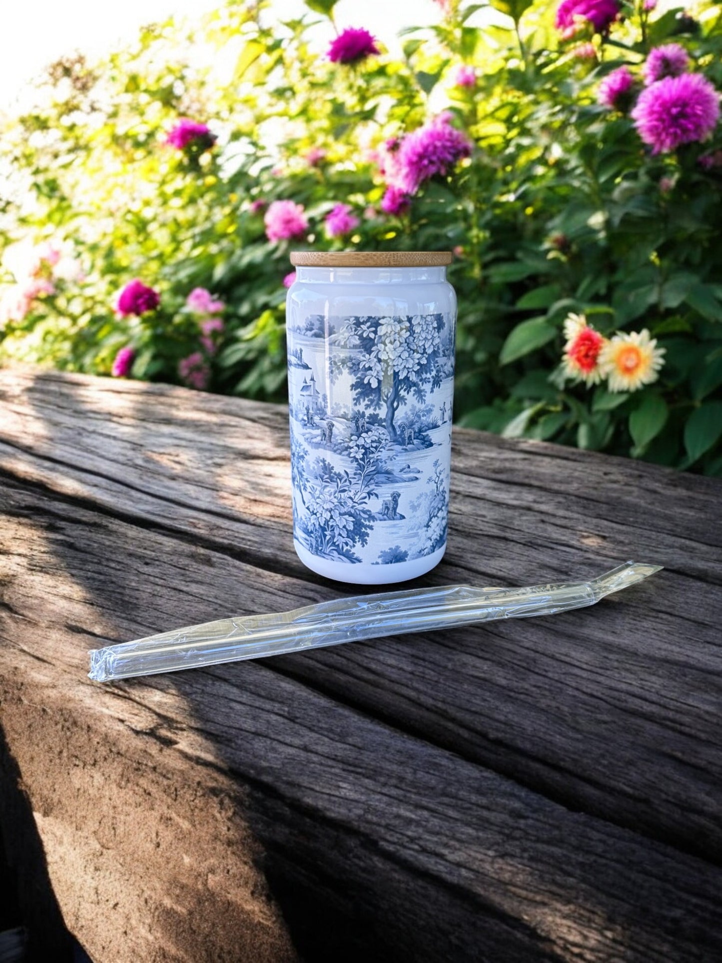 Customized Toile Patterned Tumbler with your Dog!