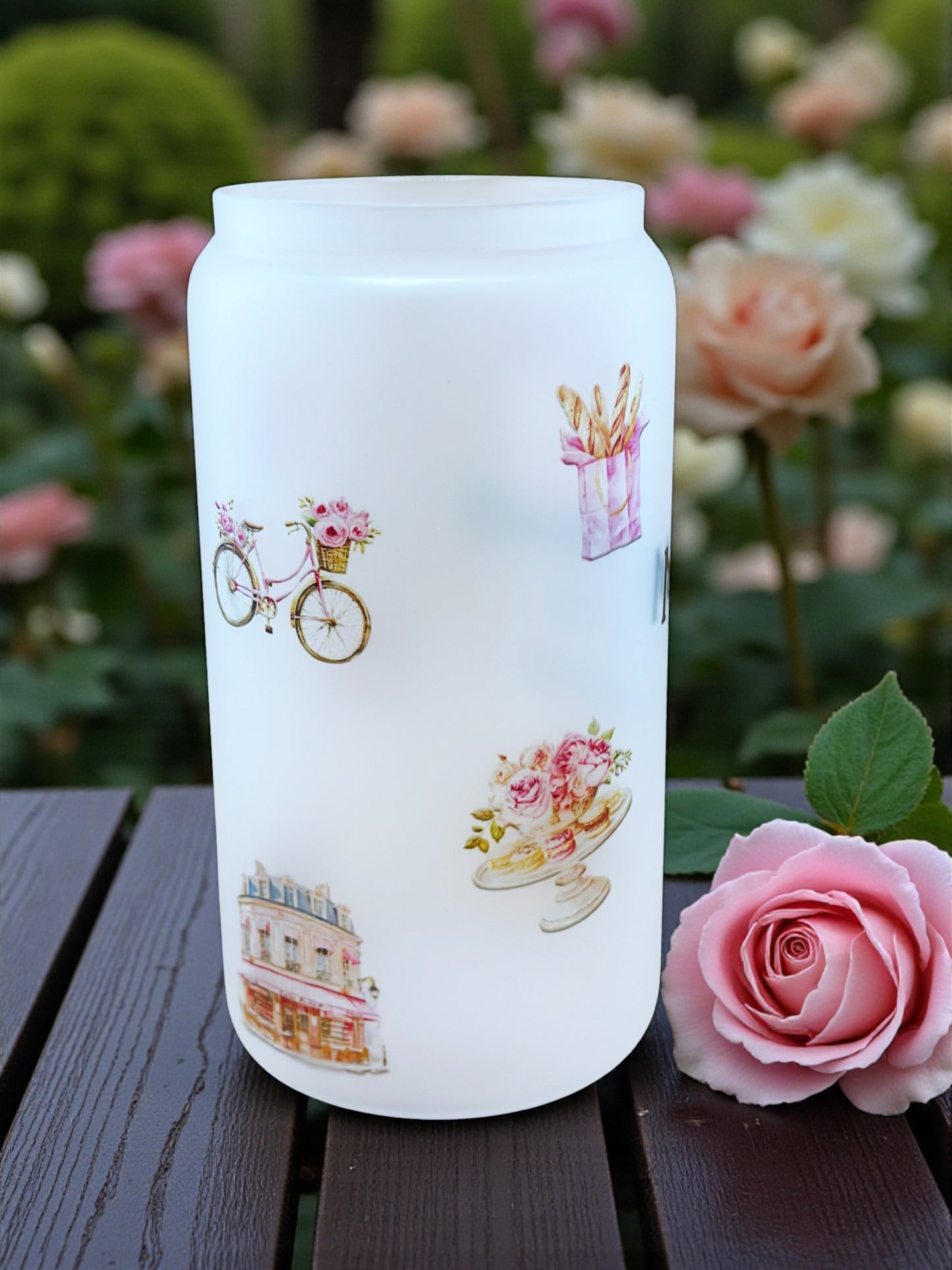 My Heart is in Paris Watercolor Glass Tumbler