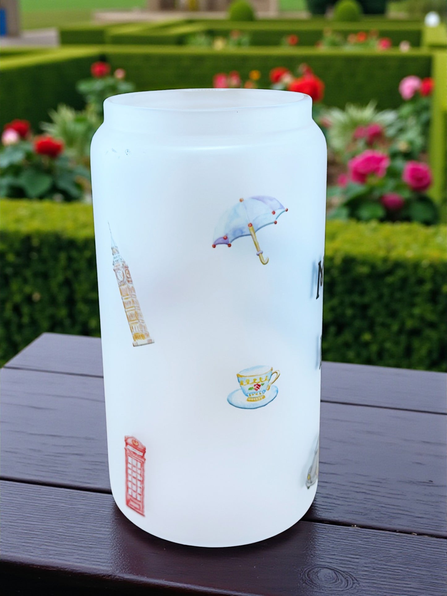 My Heart is in London Watercolor Glass Tumbler