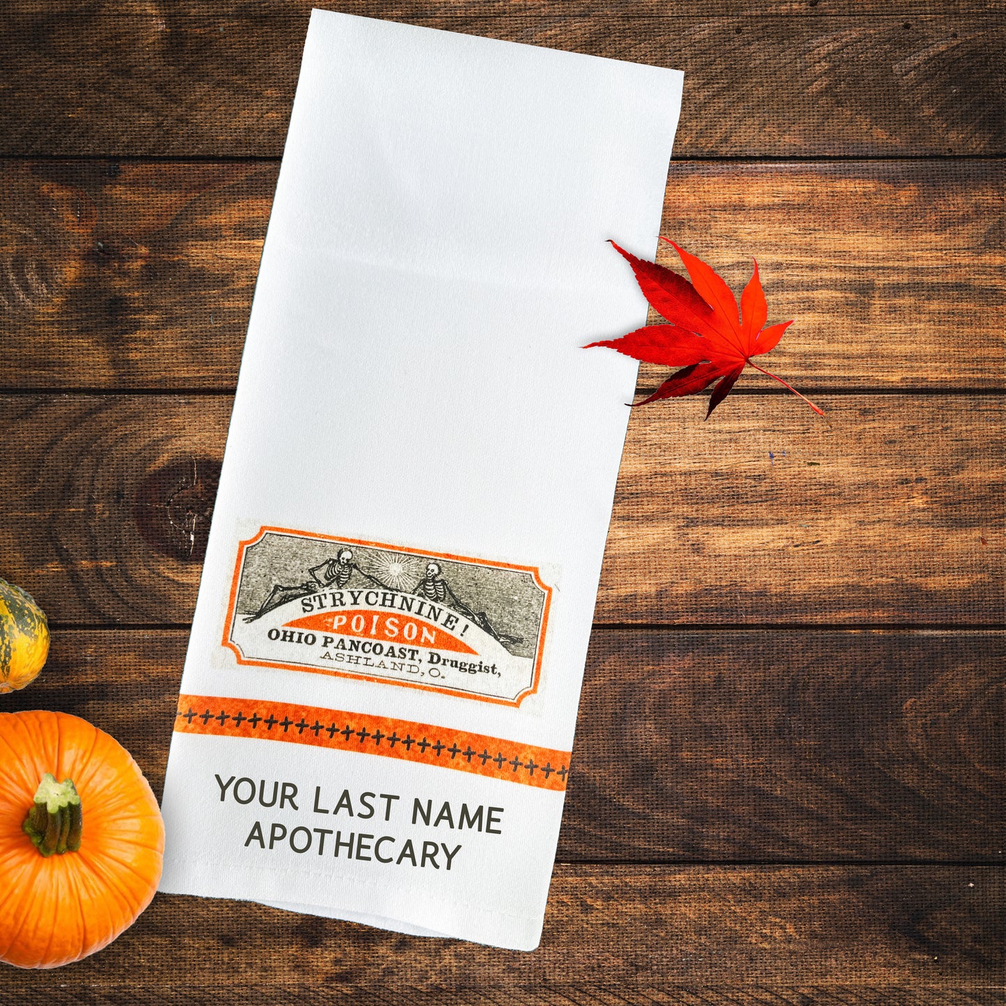 Customized with Your Last Name Halloween Poison Tea Towels - Set of 2!