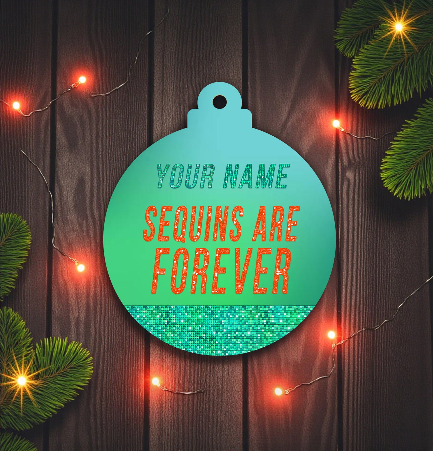 Personalized "Sequins are Forever" Ceramic Ornament