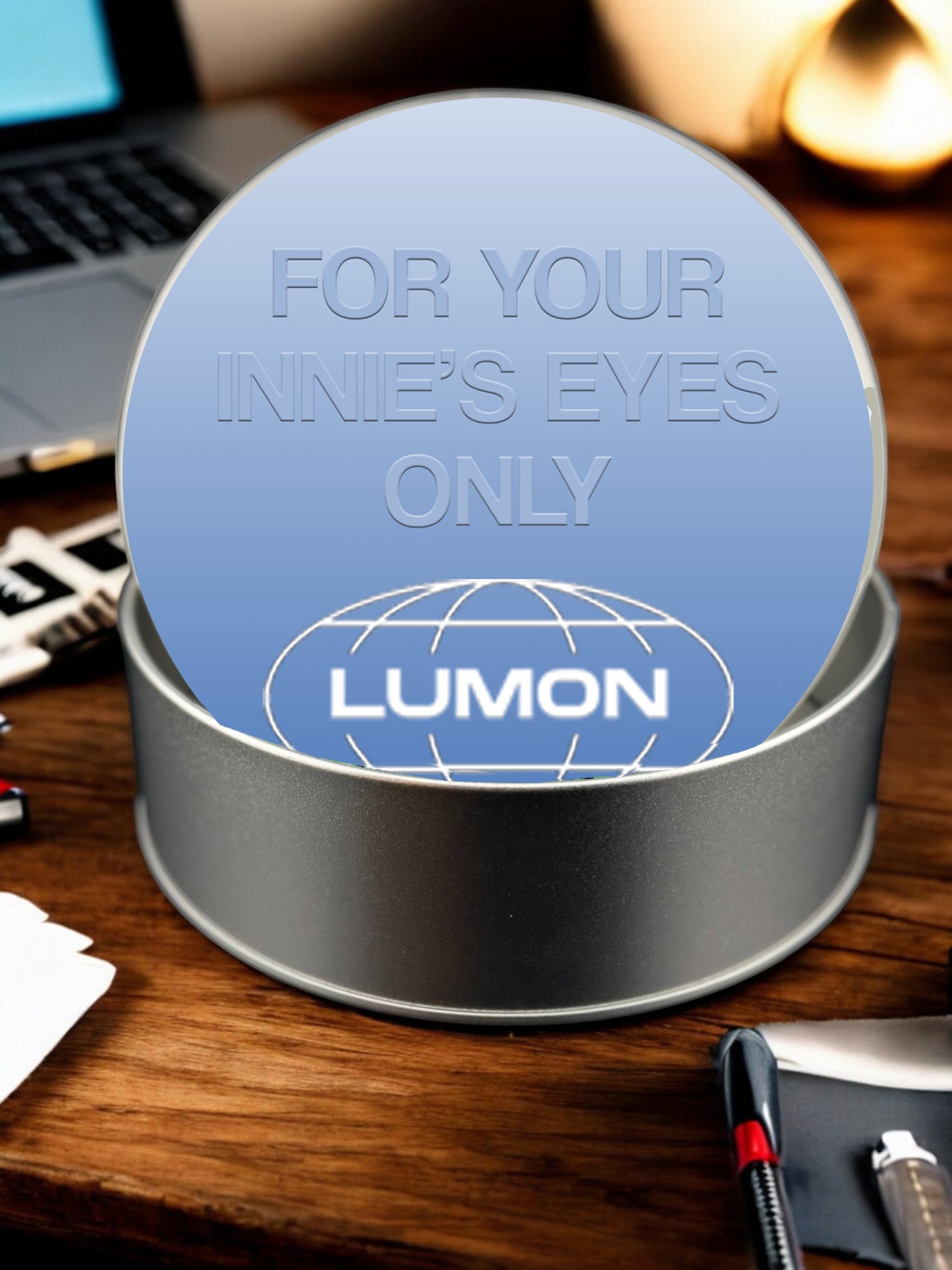 Severance-Inspired Metal Round Tin Container