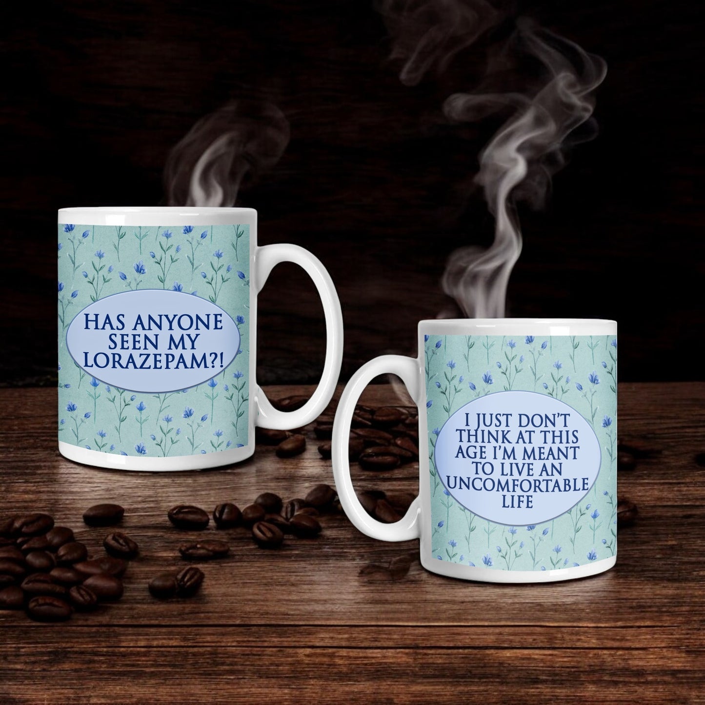White Lotus-Inspired Double-Sided Floral Mug