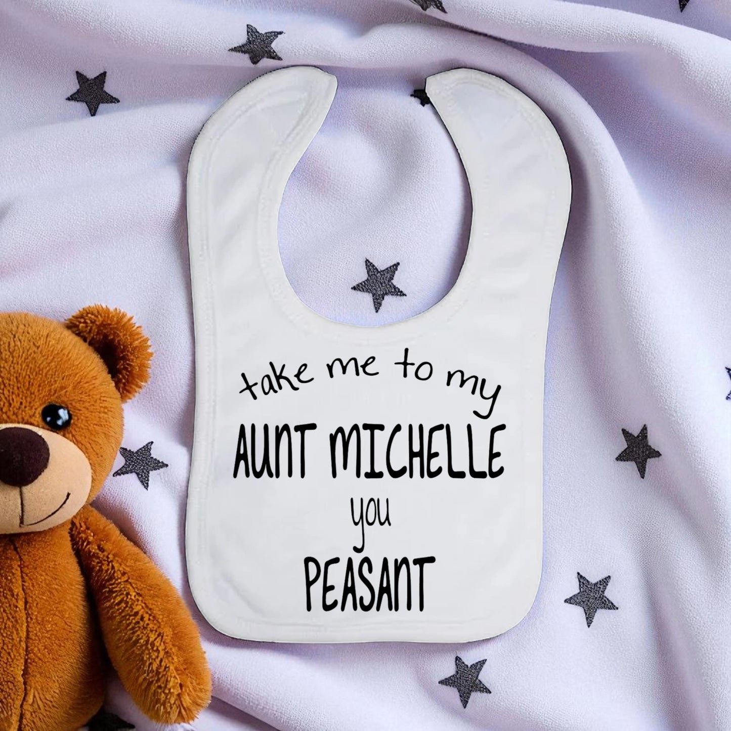 Customized Favorite Aunt Name Silk Touch Baby Bib
