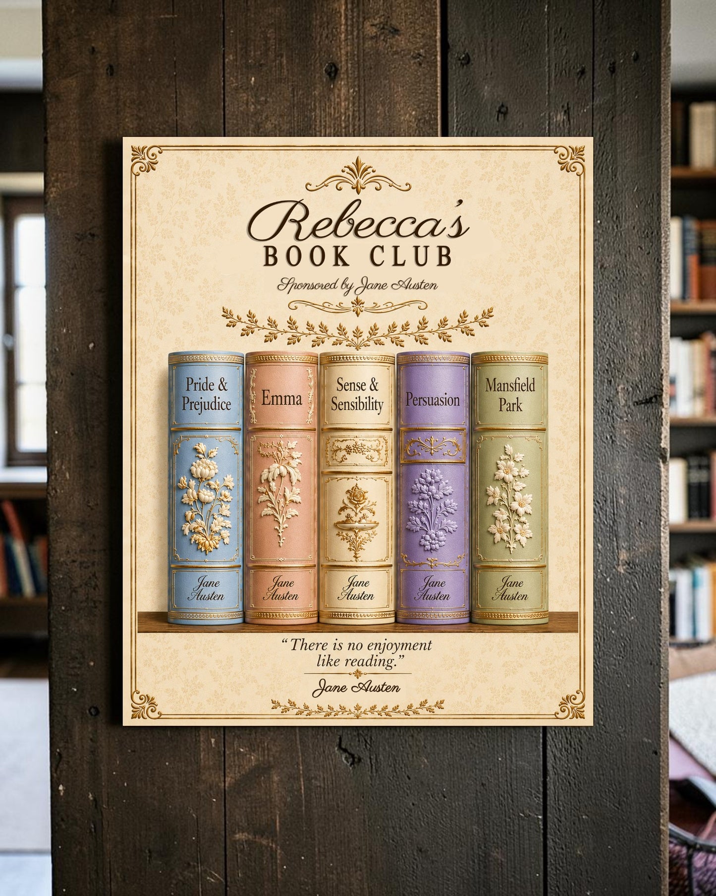 Personalized Jane Austen Books Metal Sign