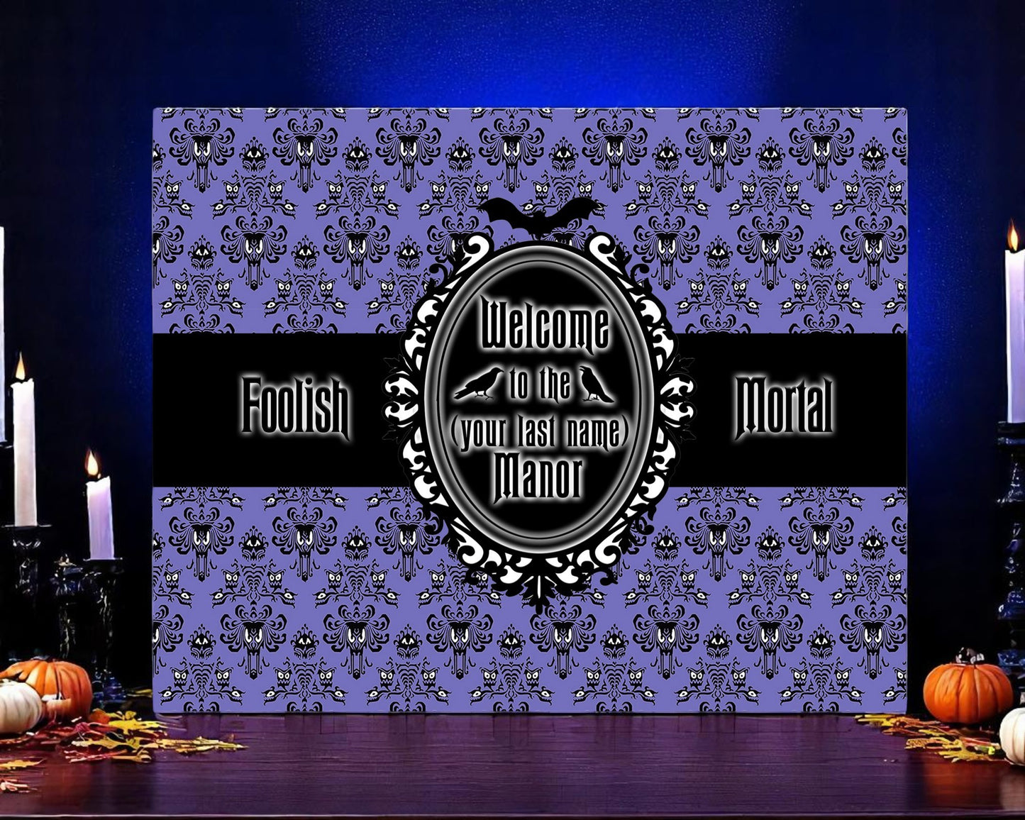 8"x10" Haunted Mansion Inspired Metal Sign Customize with Your Last Name!