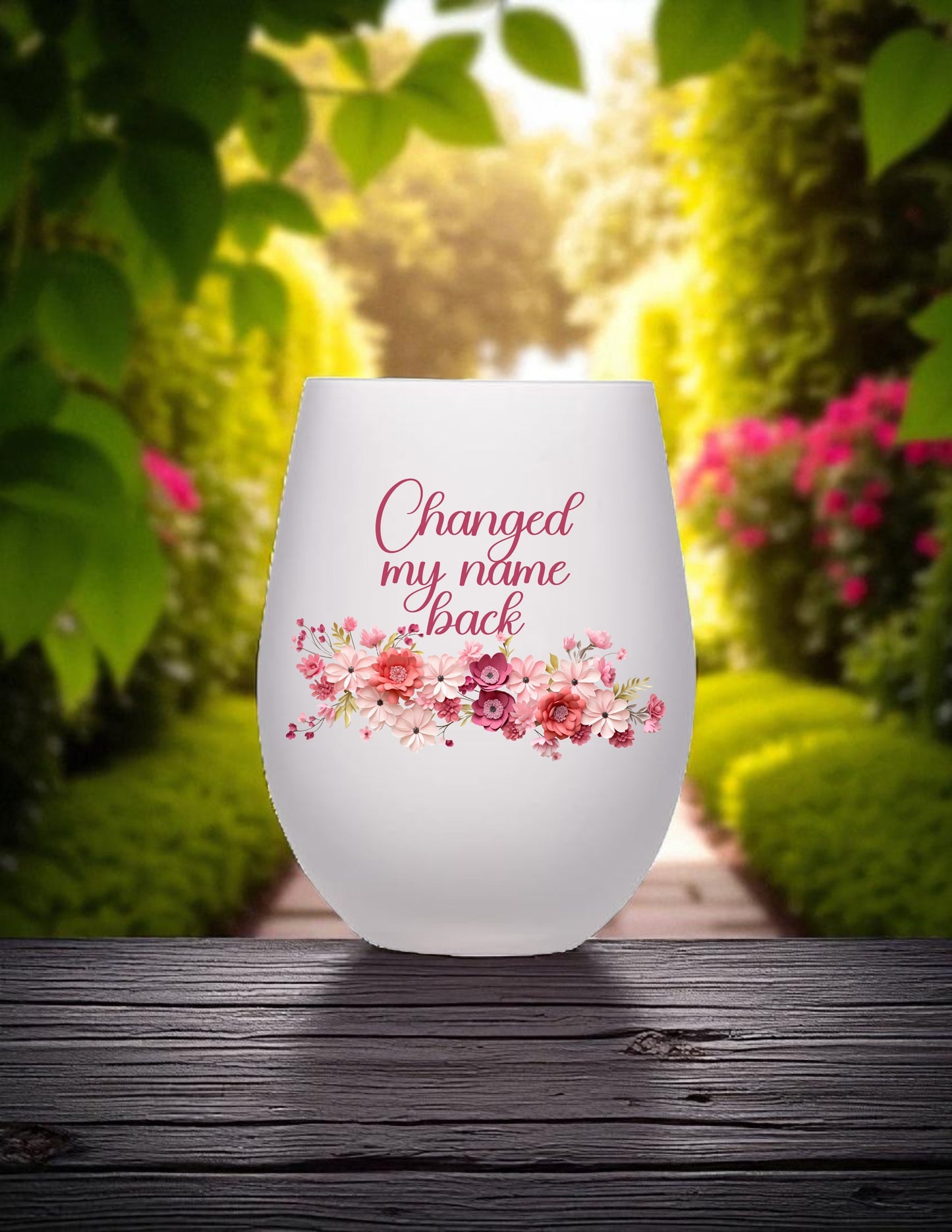 Changed my Name Back wine glass