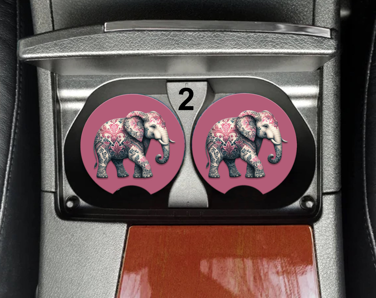 Elephant Car Coasters (30 Designs to Choose From) - Set of 2!