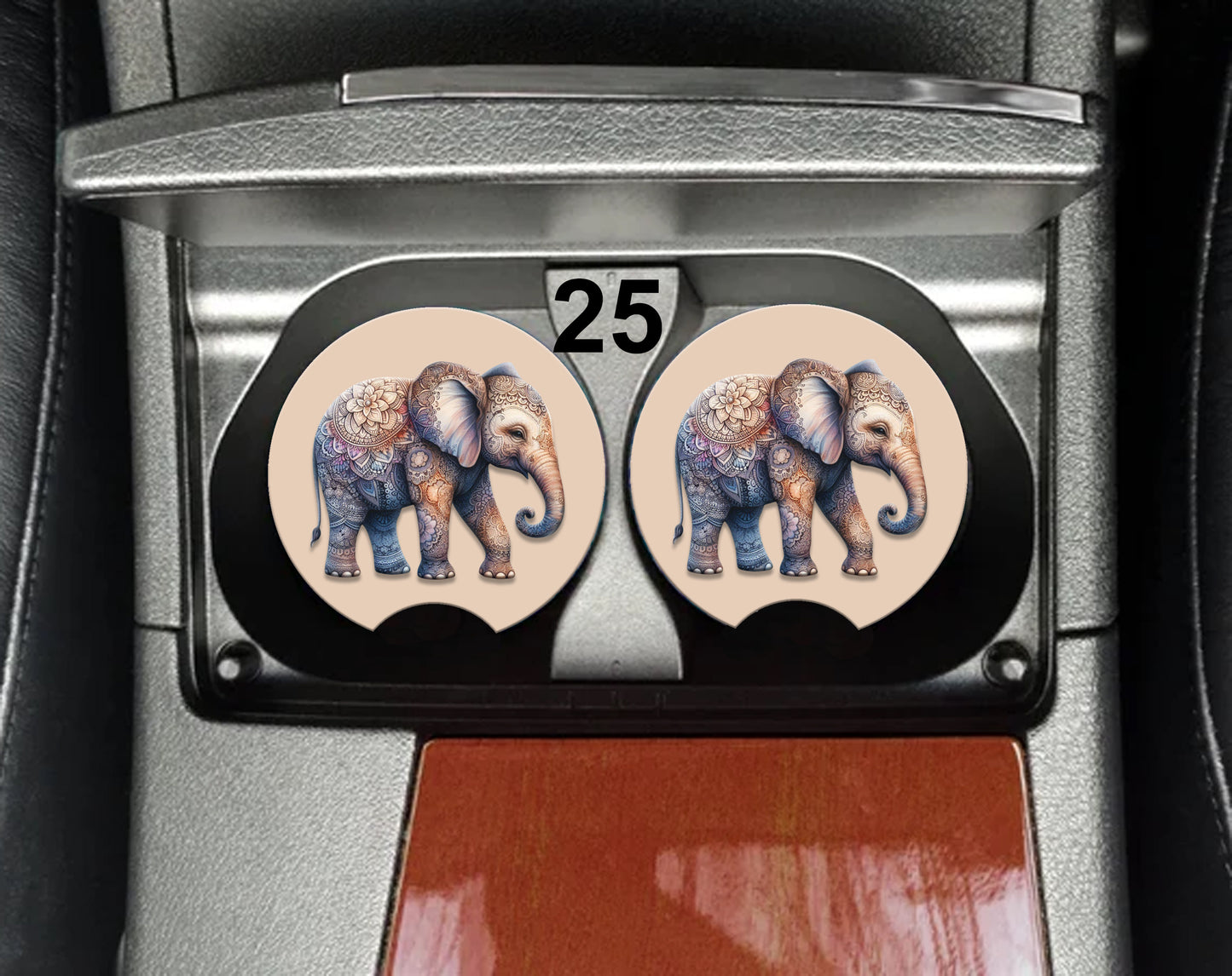 Elephant Car Coasters (30 Designs to Choose From) - Set of 2!