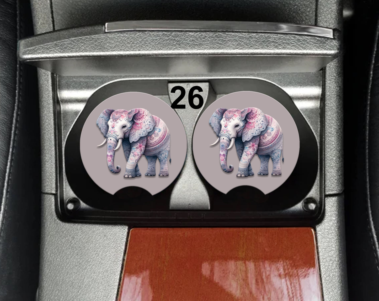 Elephant Car Coasters (30 Designs to Choose From) - Set of 2!