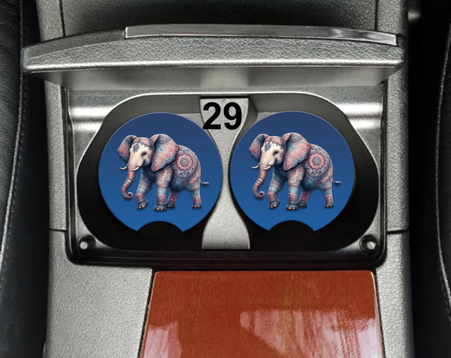 Elephant Car Coasters (30 Designs to Choose From) - Set of 2!