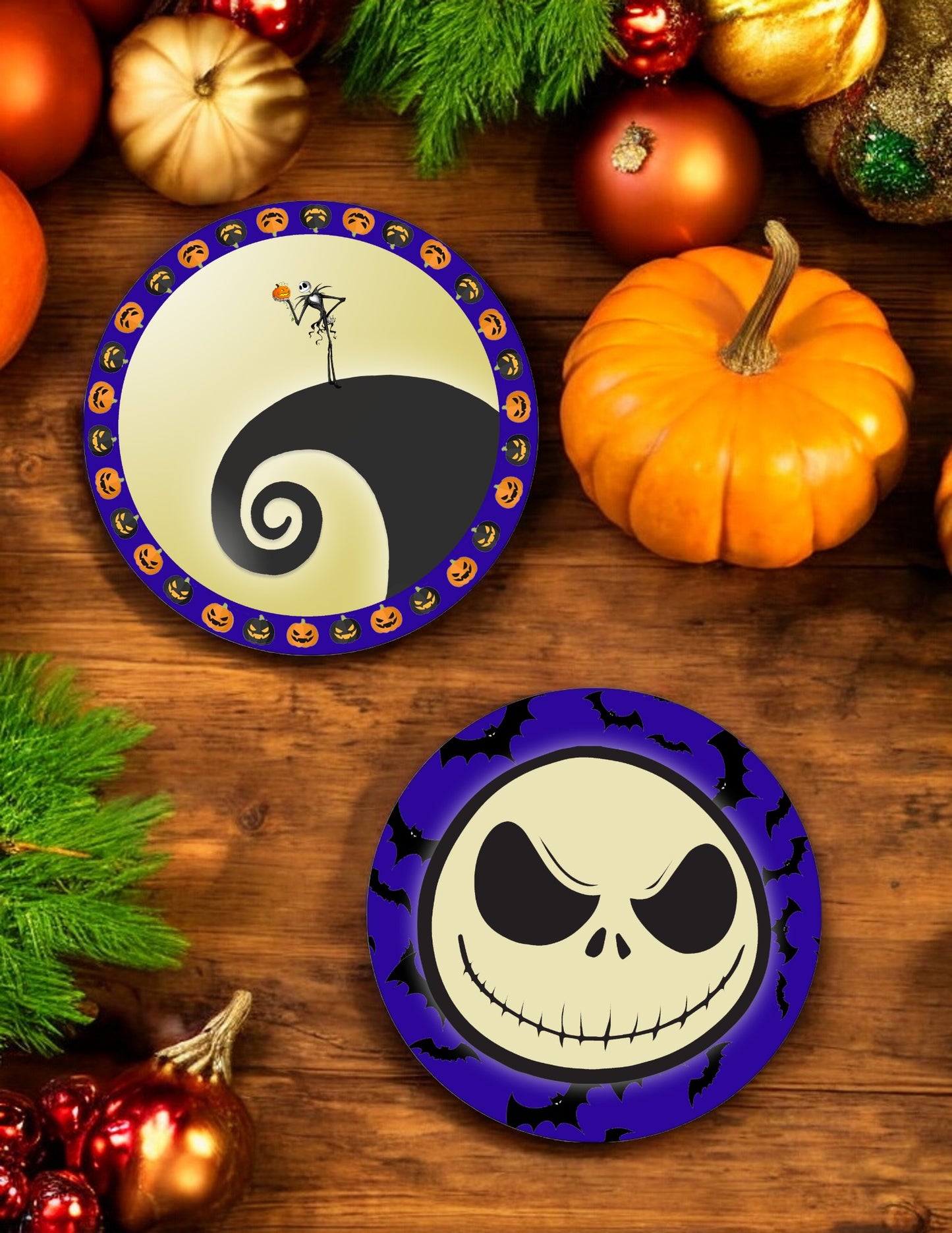 Jack Skellington-Inspired Ceramic Coasters - Set of 2!