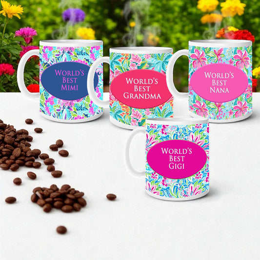 Lilly Pulitzer-Inspired Coffee Mug for Grandmother