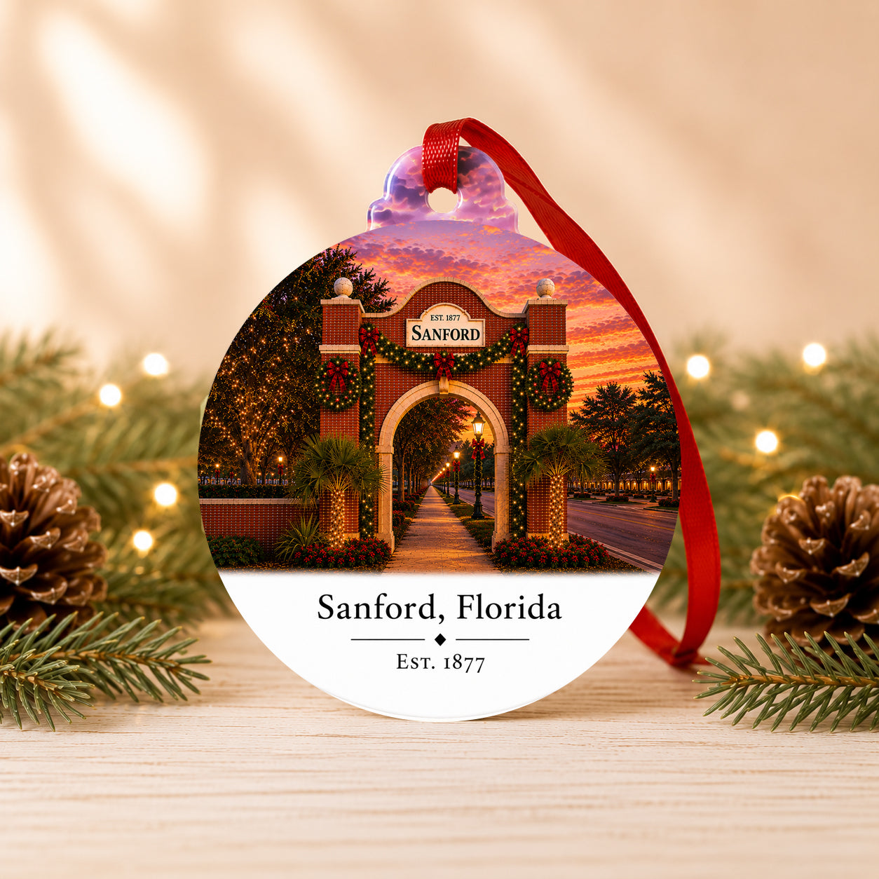 Sanford, FL Arch Ceramic Ornament