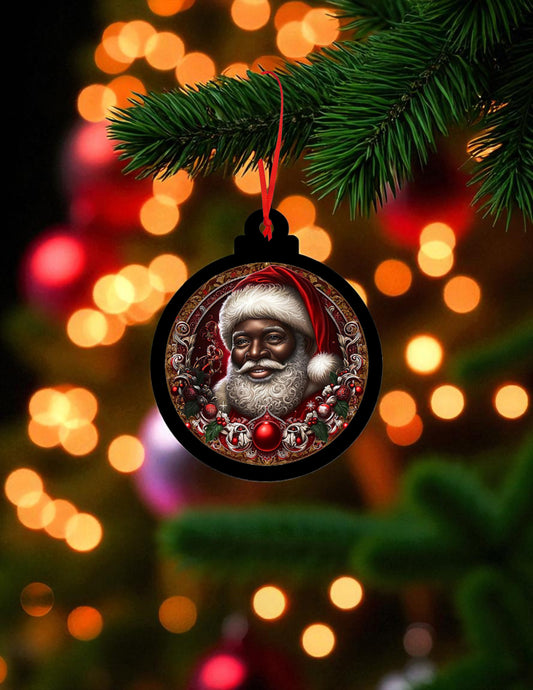 Black Santa Ceramic Christmas Ornament