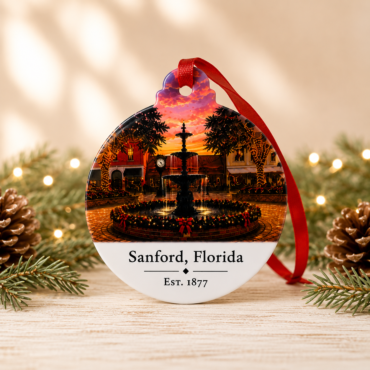 Sanford, FL Fountain Ceramic Ornament