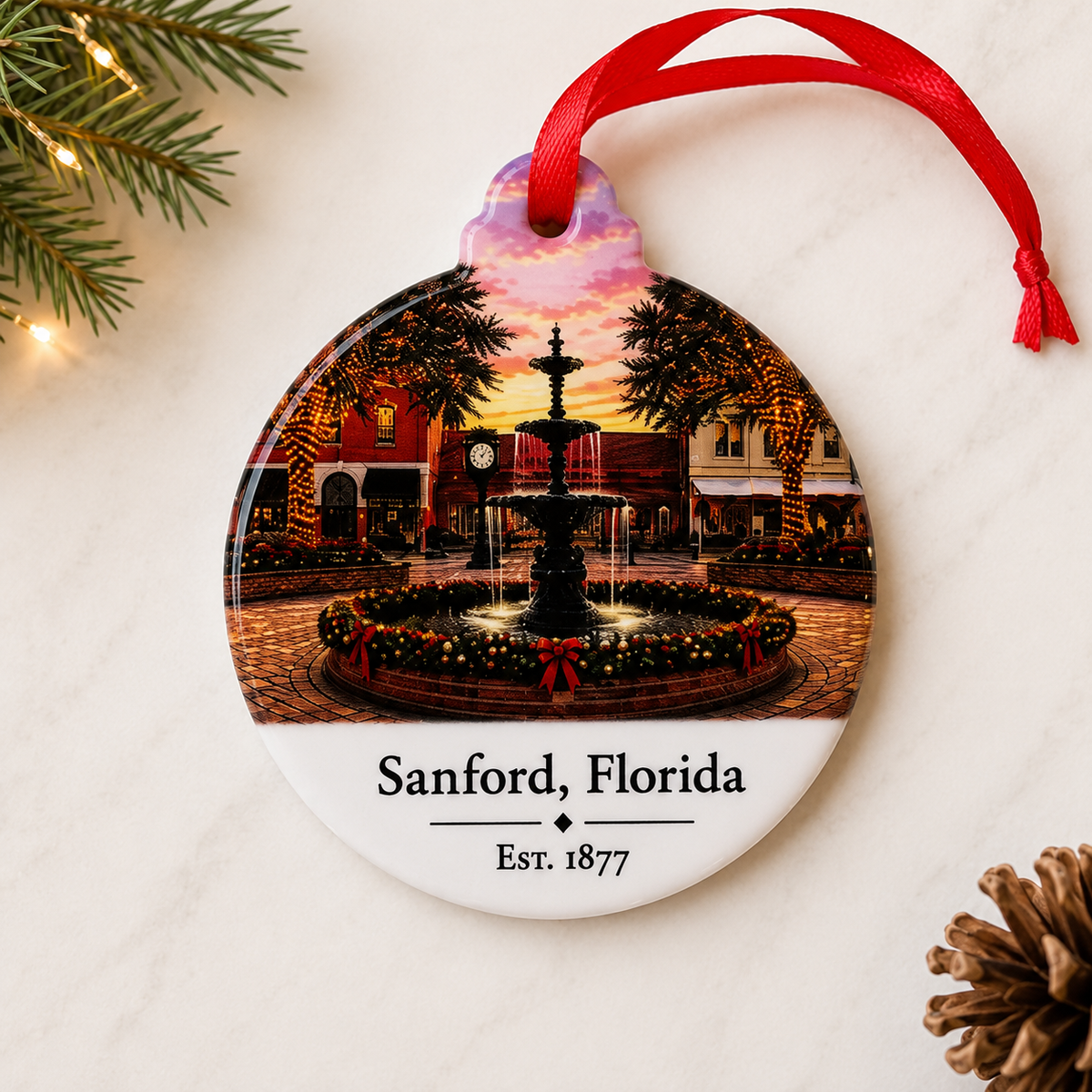 Sanford, FL Fountain Ceramic Ornament