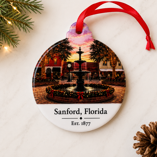 Sanford, FL Fountain Ceramic Ornament