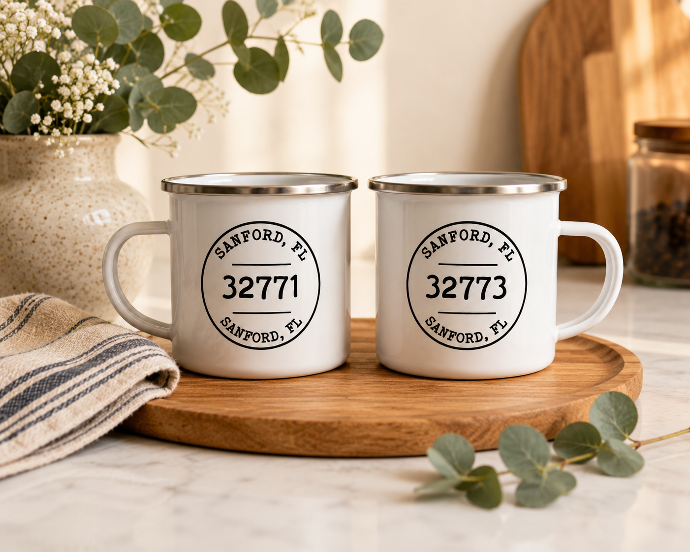 Sanford, FL Zip Code Enamel Mug - Choice of 2 Zip Codes!