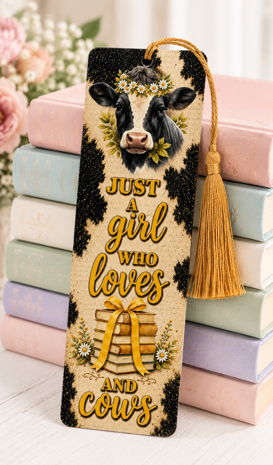 Girls Who Love Cows Metal Bookmark
