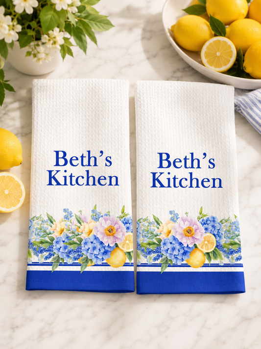 Personalized Lemon Amalfi Tea Towels - Set of 2!