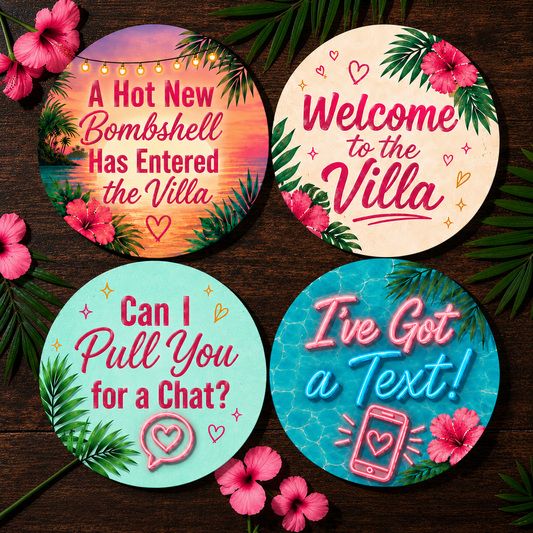 Love Island-Inspired Ceramic Coasters Design #2- Set of 4!
