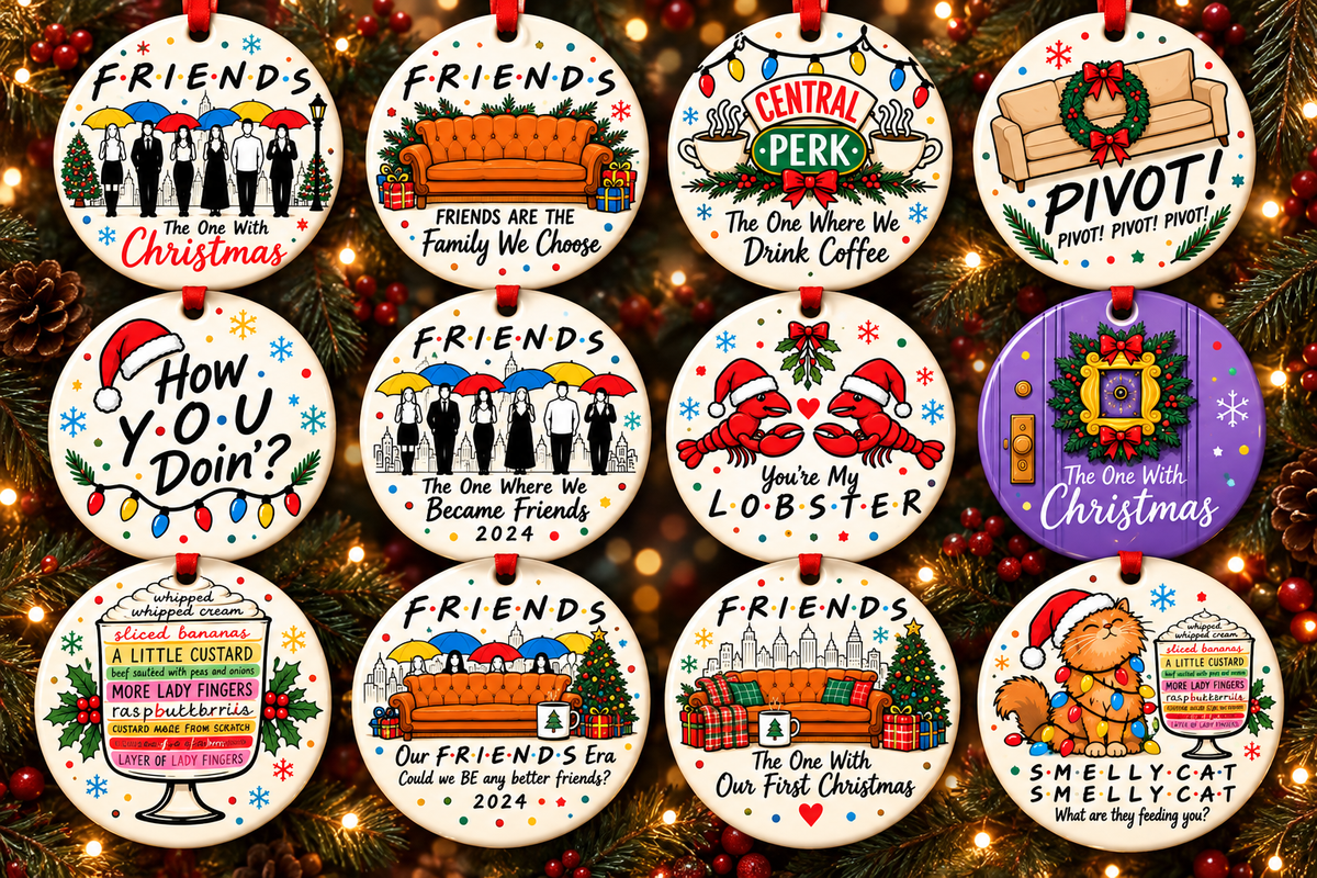Friends Inspired Christmas Ceramic Ornament - 12 Designs to Chose From!