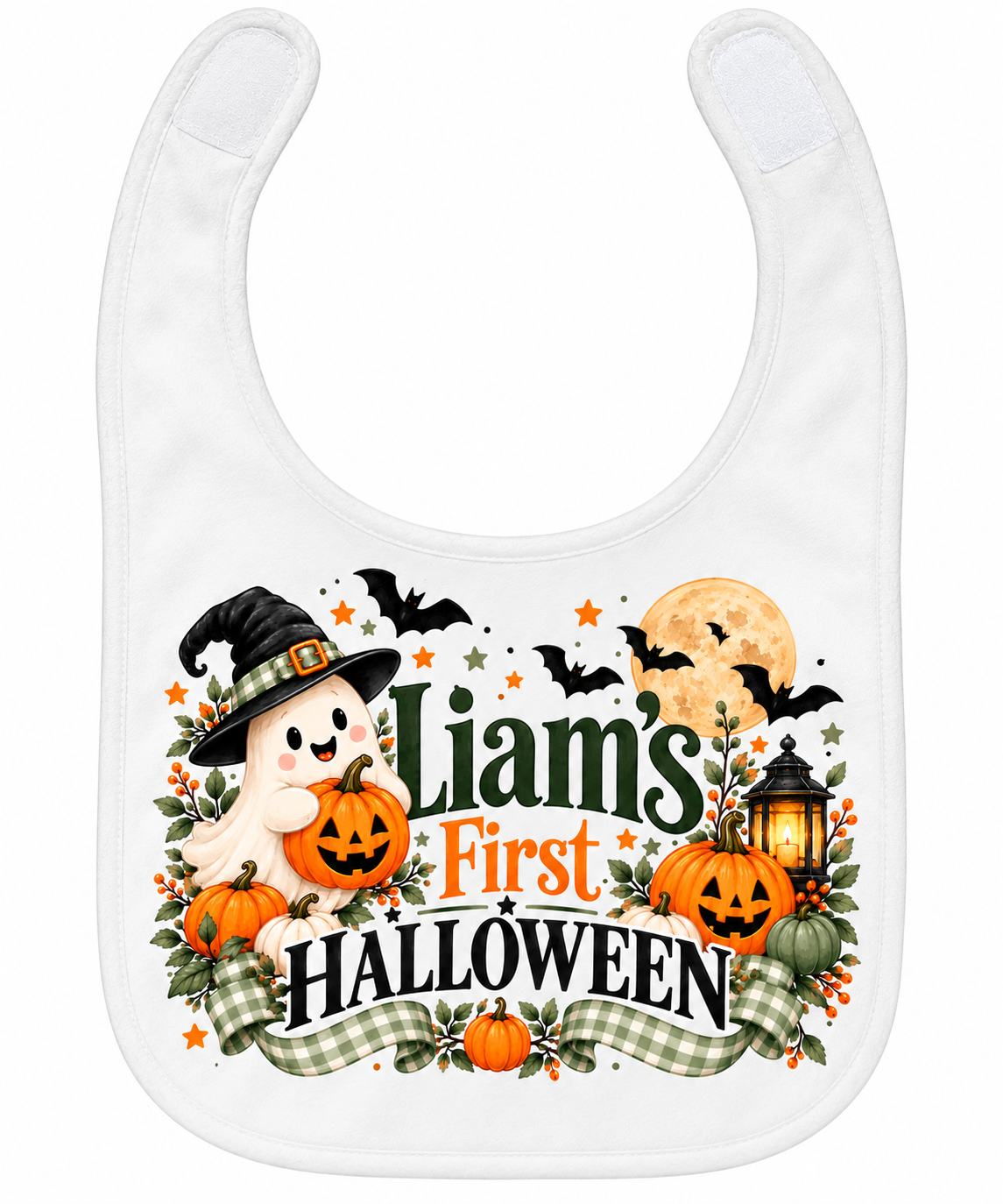 Custom Name Halloween Baby Bib