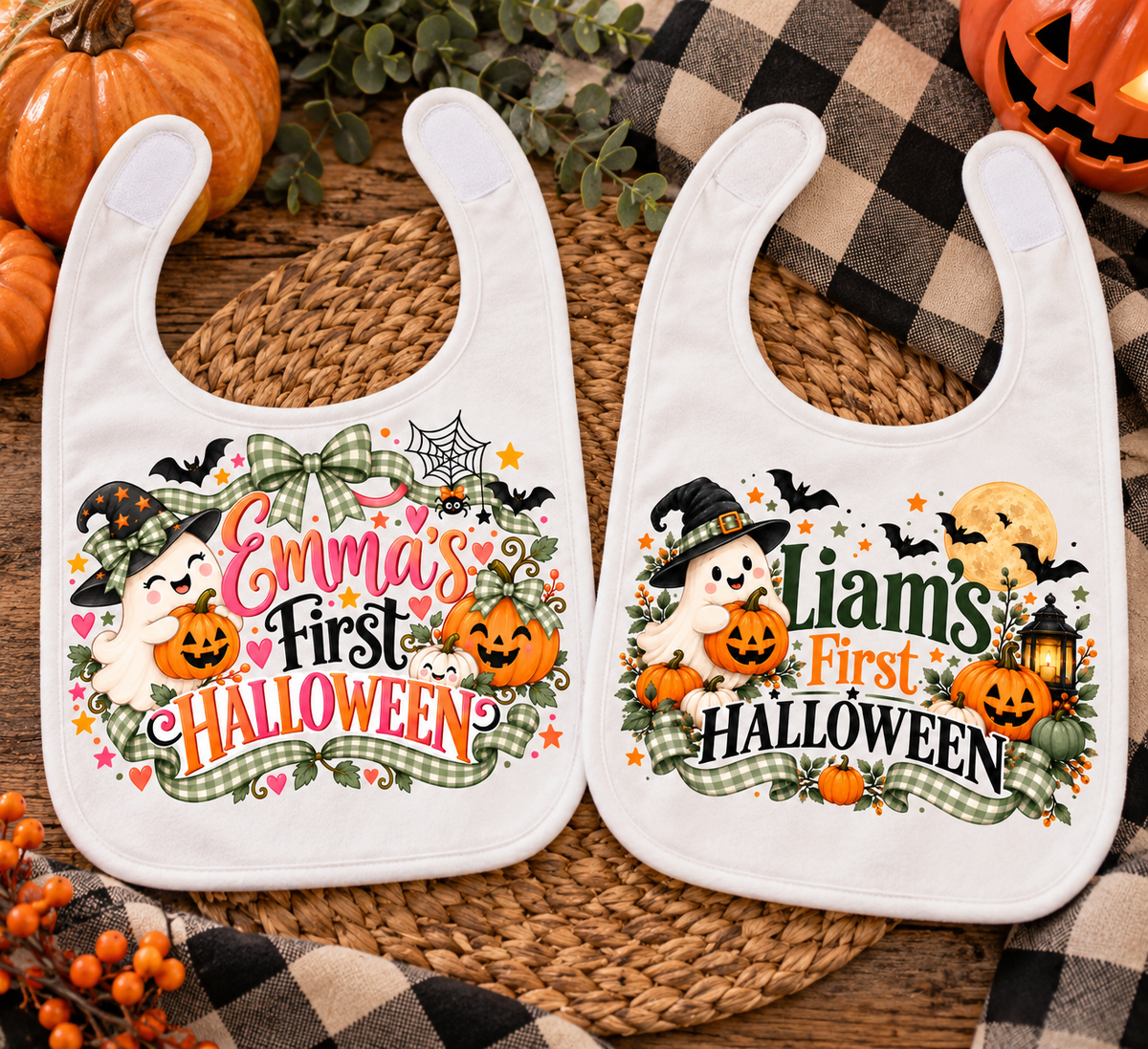 Custom Name Halloween Baby Bib