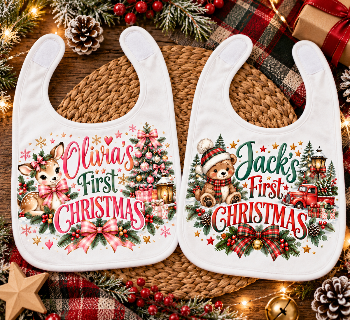 Personalized Baby’s First Christmas Bib