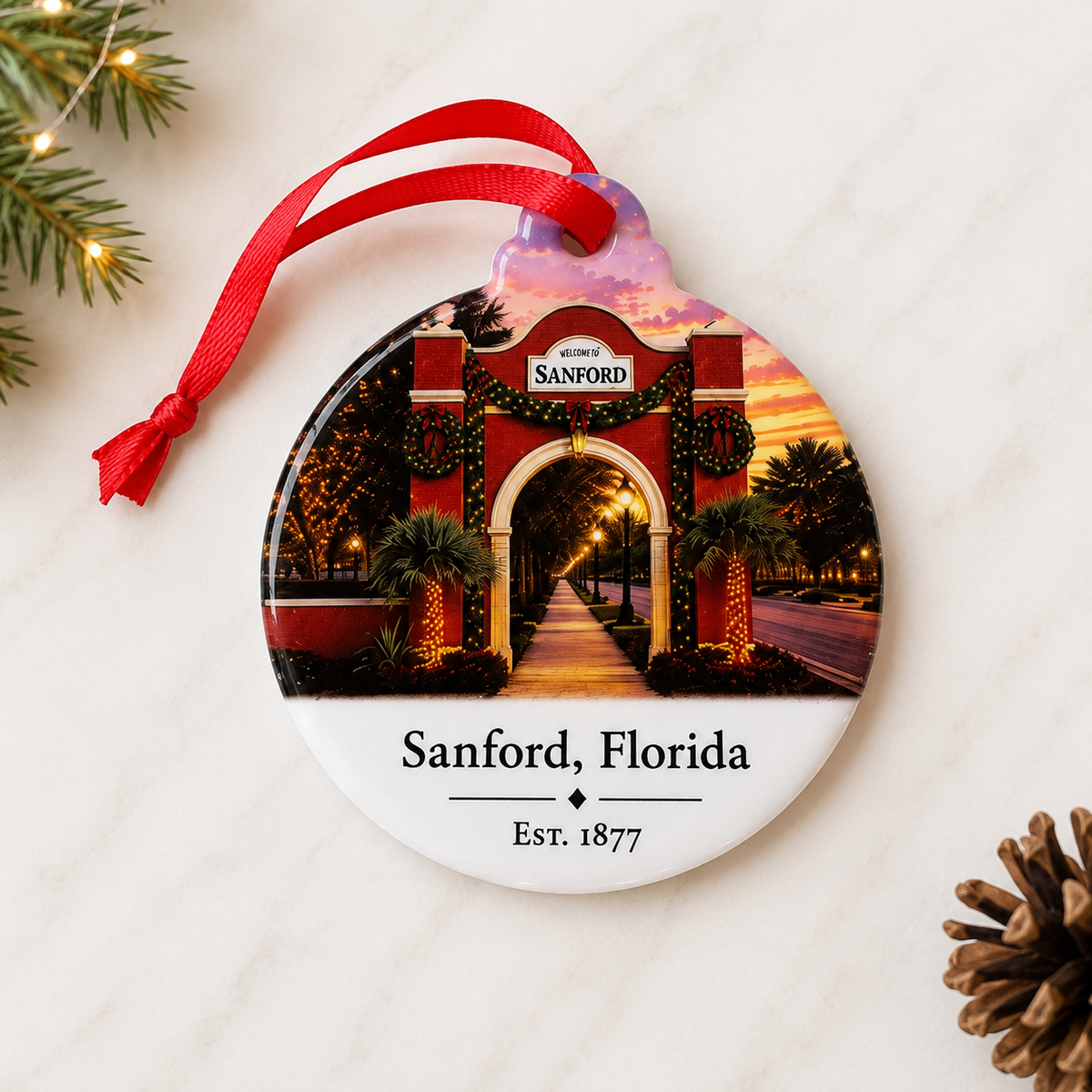 Sanford, FL Arch Ceramic Ornament