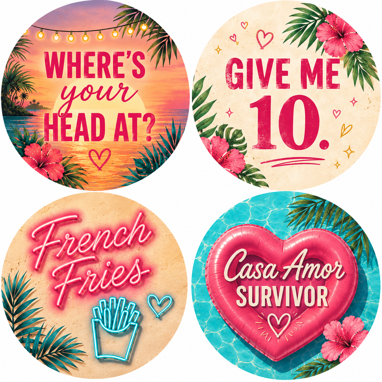 Love Island-Inspired Ceramic Coasters - Set of 4!