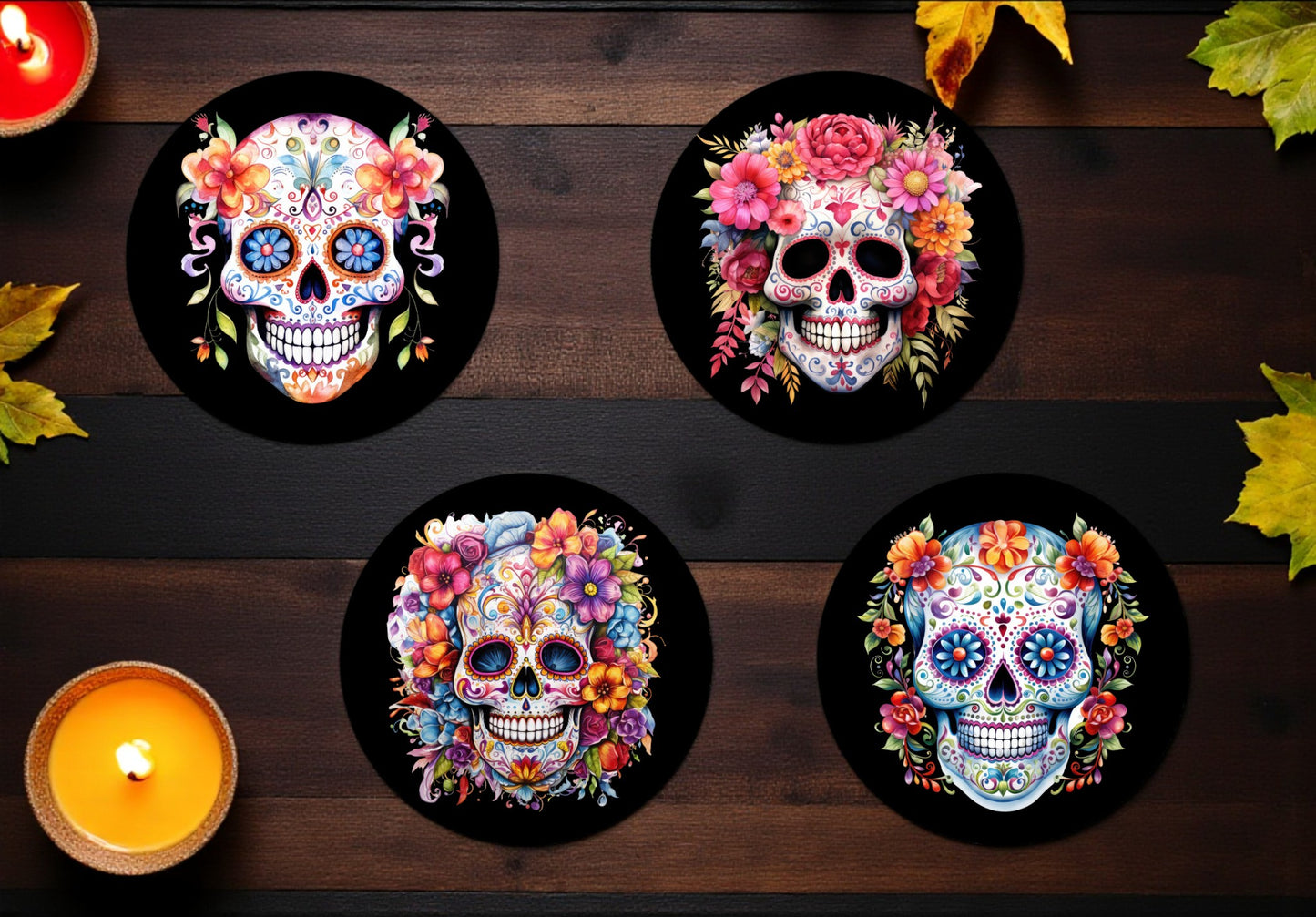 Day of the Dead Ceramic Coasters - Set of 4!