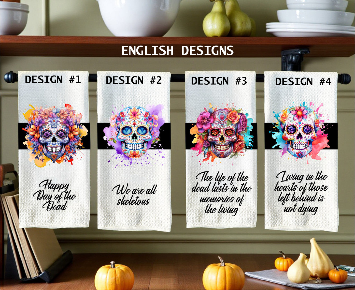 Day of the Dead Tea Towels - English or Spanish!