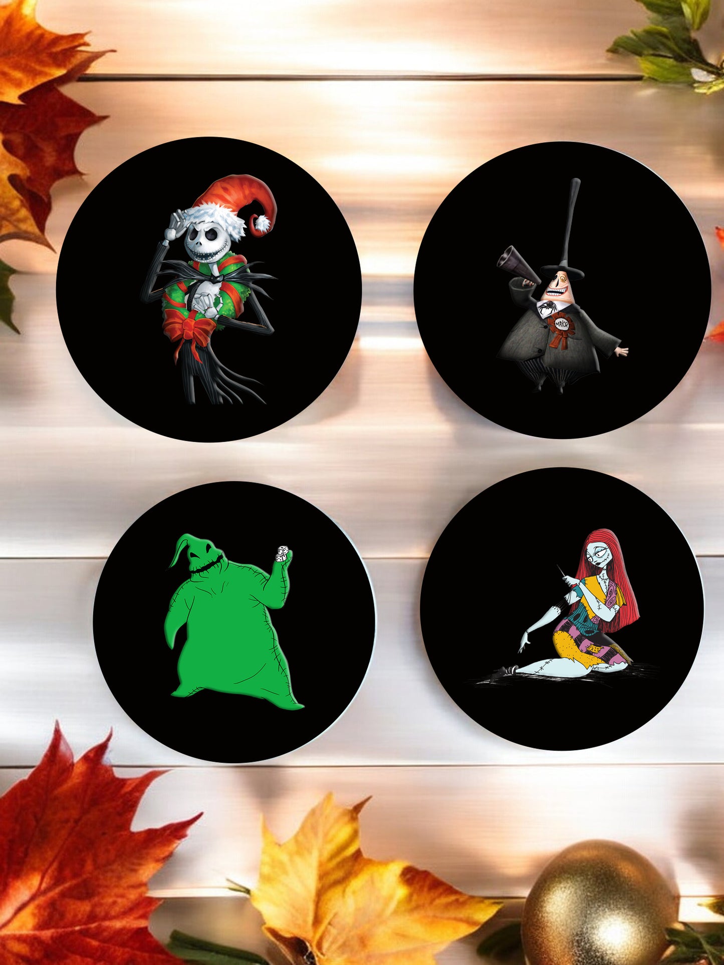 Ceramic Coasters with Characters Inspired from Nightmare Before Christmas - Set of 4!