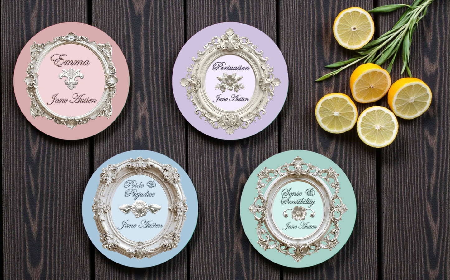 Jane Austen Ceramic Coasters - Set of 4!
