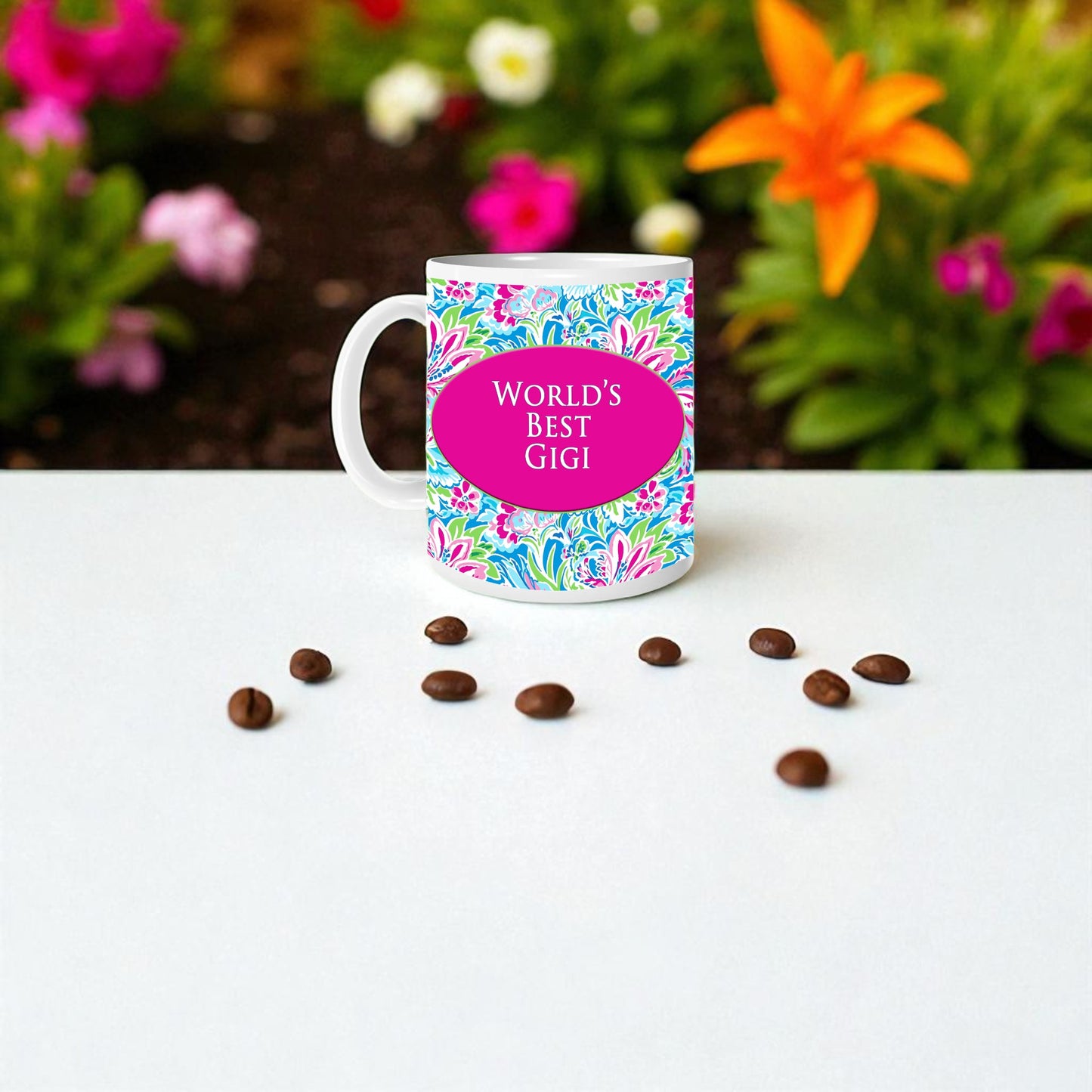 Lilly Pulitzer-Inspired Coffee Mug for Grandmother