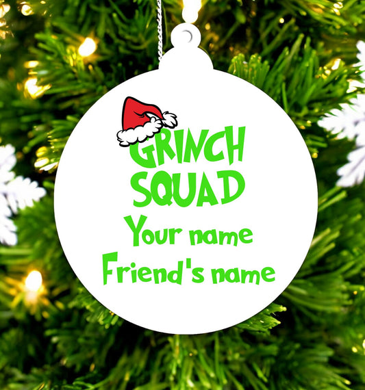 Grinch-inspired customizable ceramic Christmas ornament