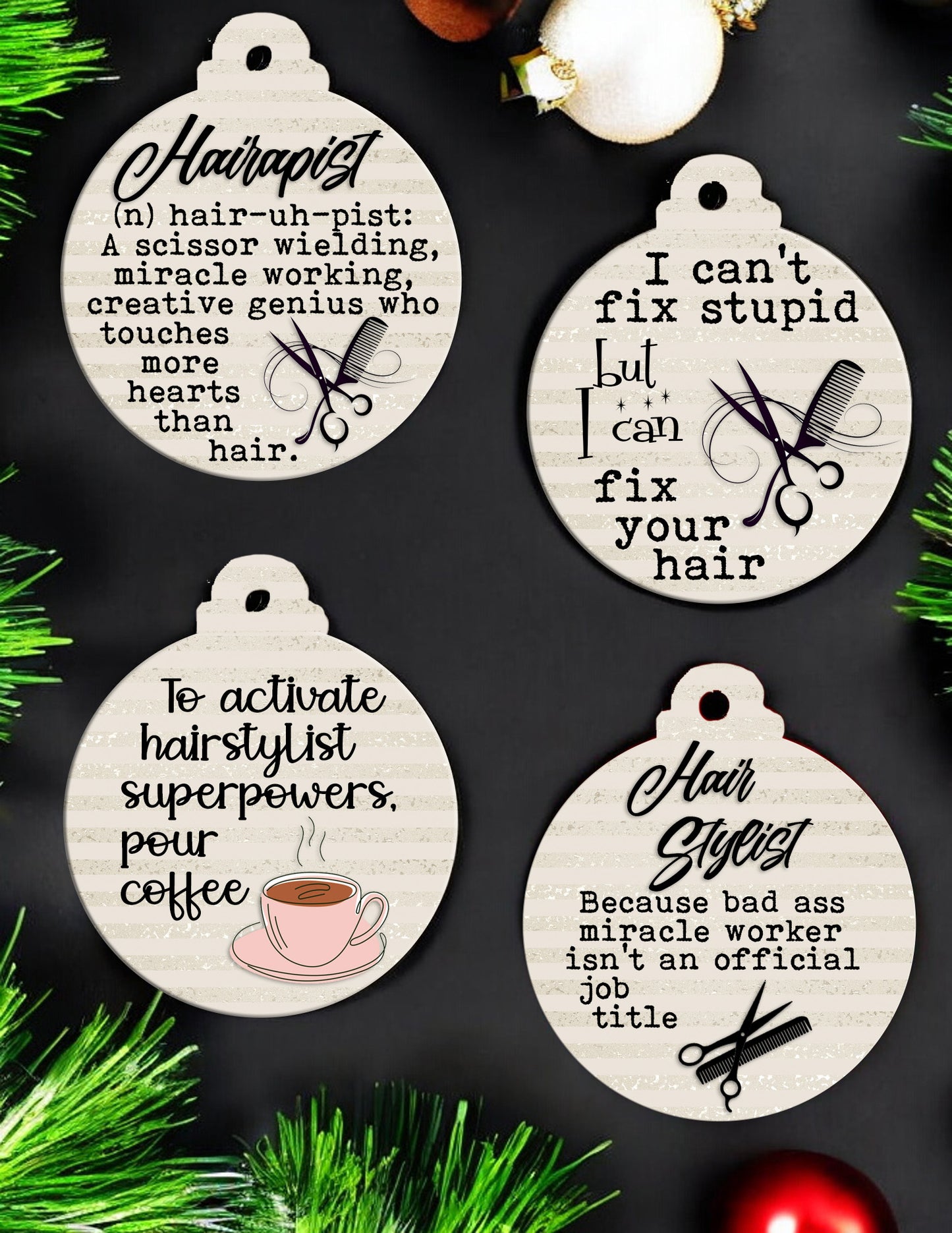 Hair Stylist Ceramic Christmas Ornaments