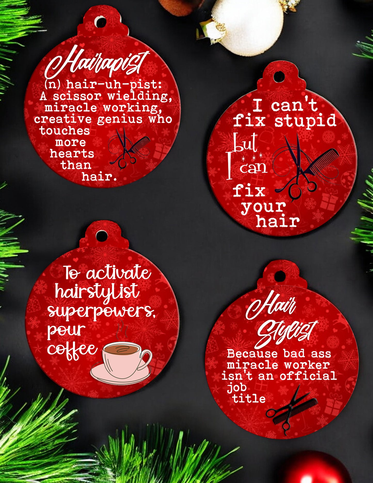 Hair Stylist Ceramic Christmas Ornaments