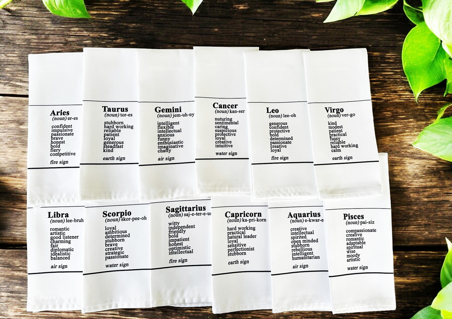 Set of Two (or more!) Zodiac Sign Tea Towels - Select Your Zodiac Sign!