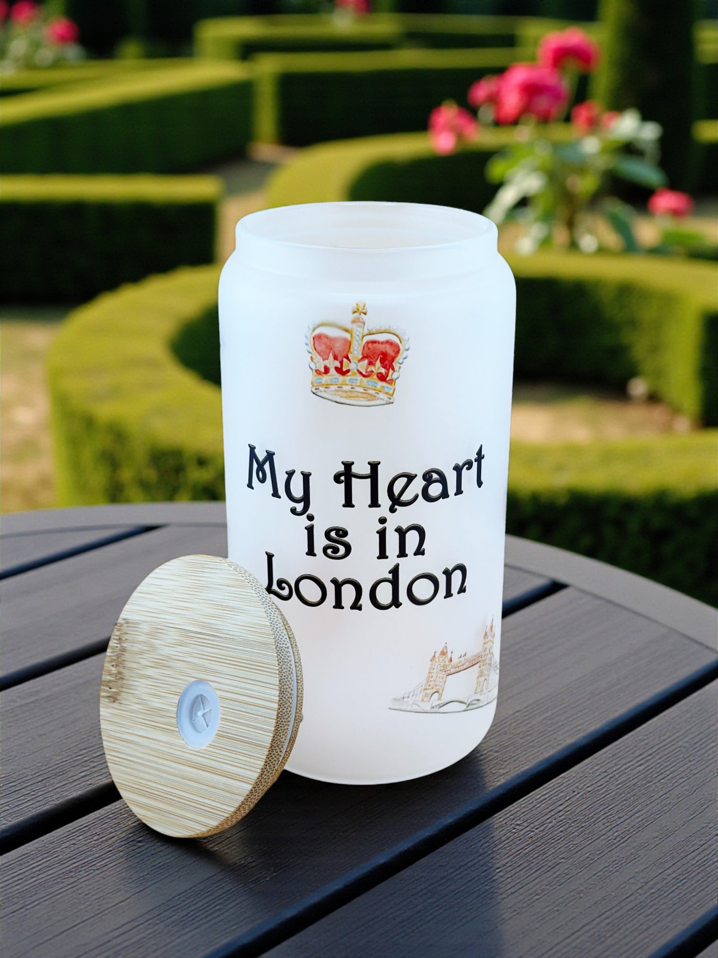 My Heart is in London Watercolor Glass Tumbler