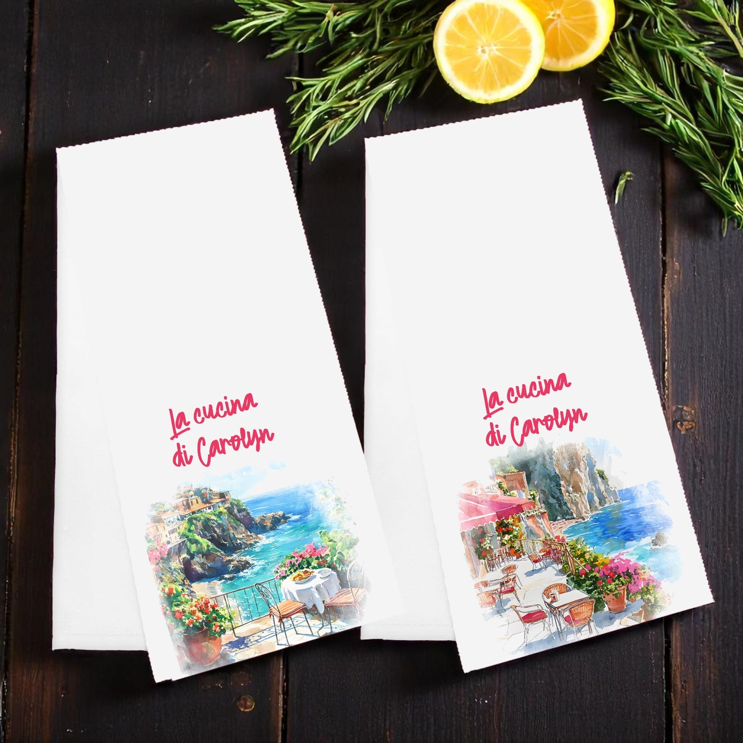 Personalized Italian Tea Towels - Set of 2!