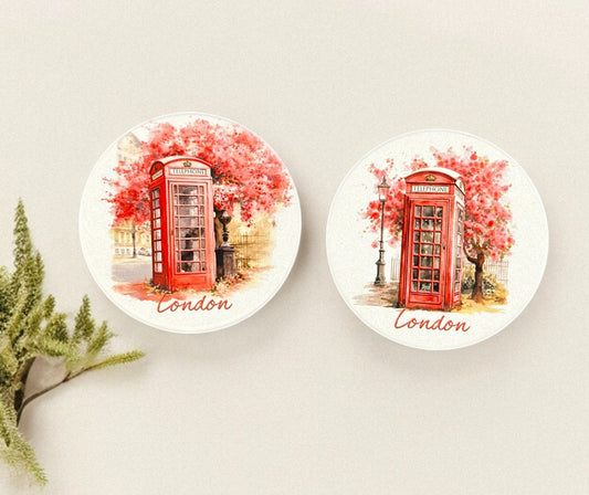 London Pink Ceramic Coasters - Set of 2!