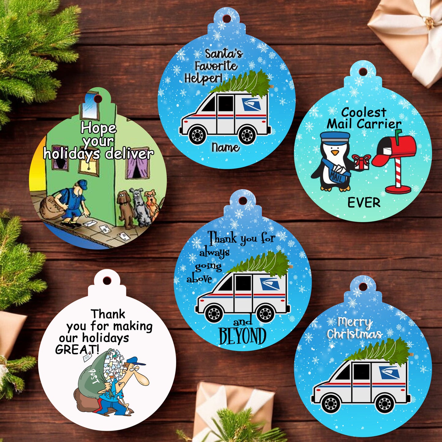 Mail Carrier Ceramic Christmas Ornaments