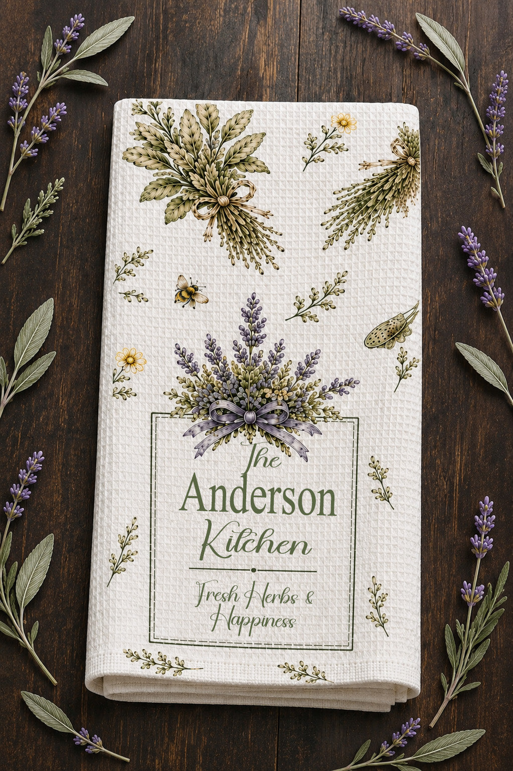Personalized Cottage Garden Kitchen Towels - Set of 2, 3, 4, or 5!
