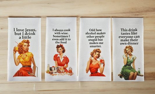 Retro Mid-Century Sarcastic Tea Towel - Set of 2 (mix and match!)