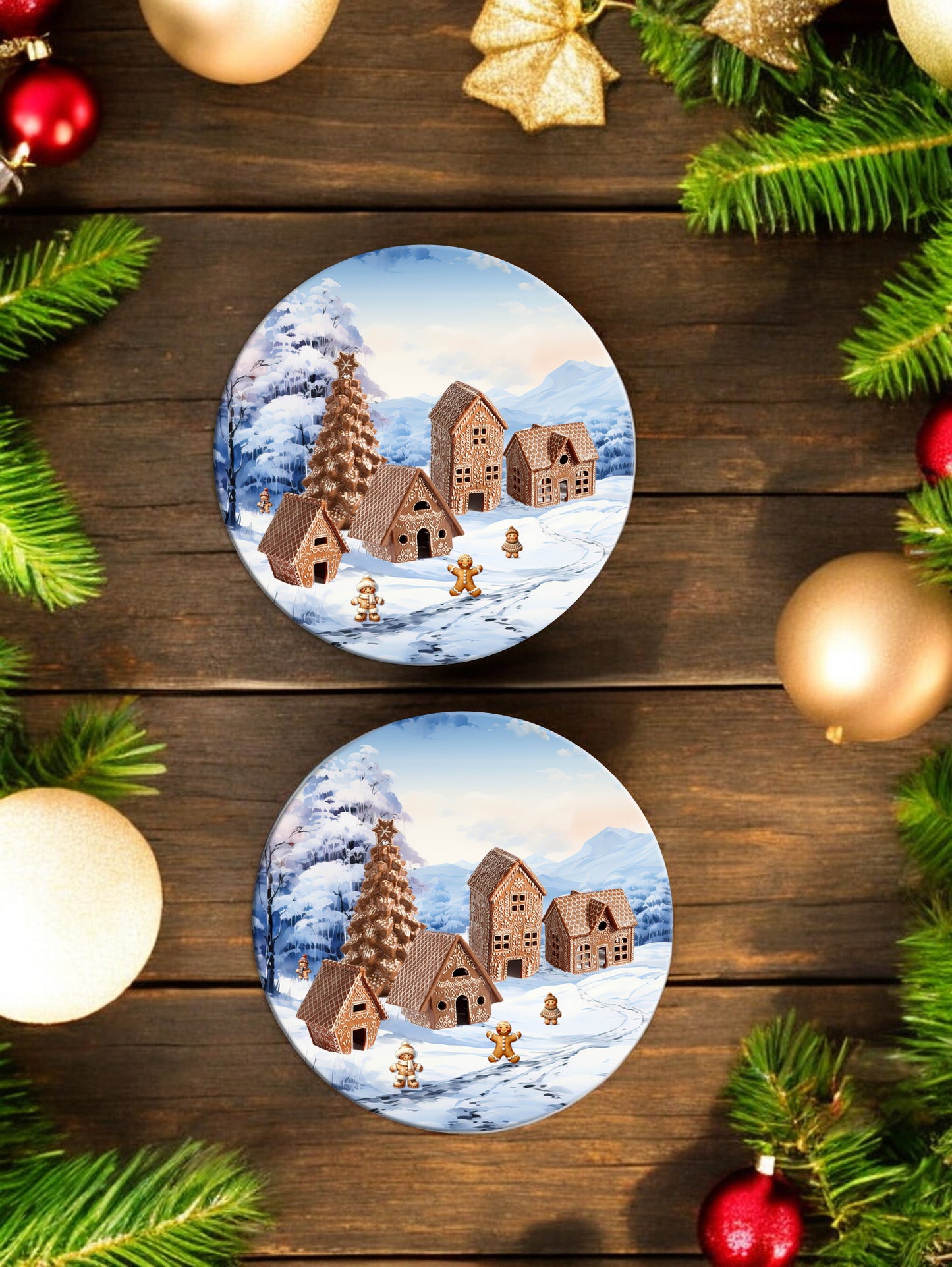 Pottery Barn-Inspired Ceramic Christmas Coasters - Set of 2!