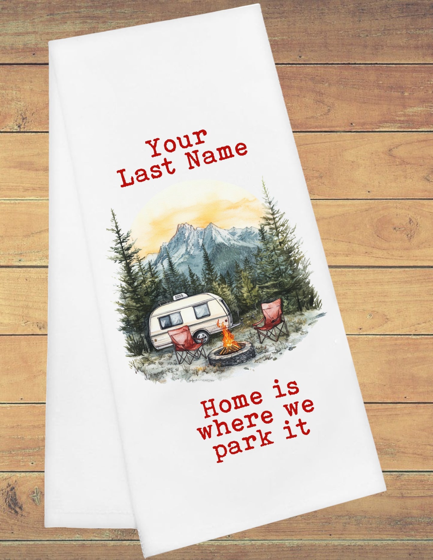 Personalized Camping Tea Towels - Set of 2, 3, or 4!